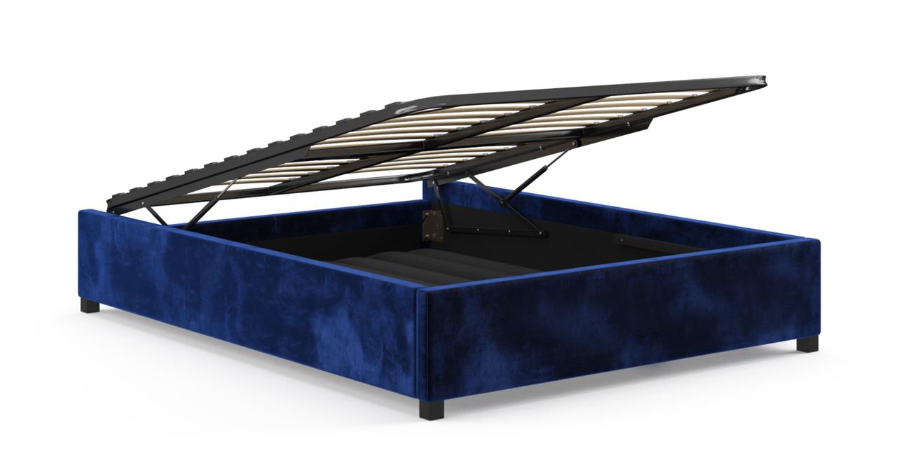 Queen Size Upholstered Gaslift Bed Base Bayou Blue by Brosa Style