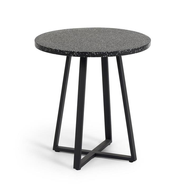 Tierra Outdoor Terrazzo Side Table Black by Interior Secrets