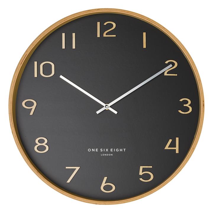 Wallace Silent Wall Clock Size 53cm in Black by One Six Eight London by