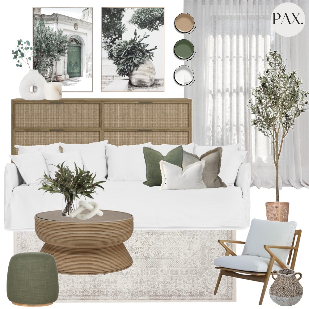 Green & Natural Living Room Interior Design Mood Board by PAX Interior