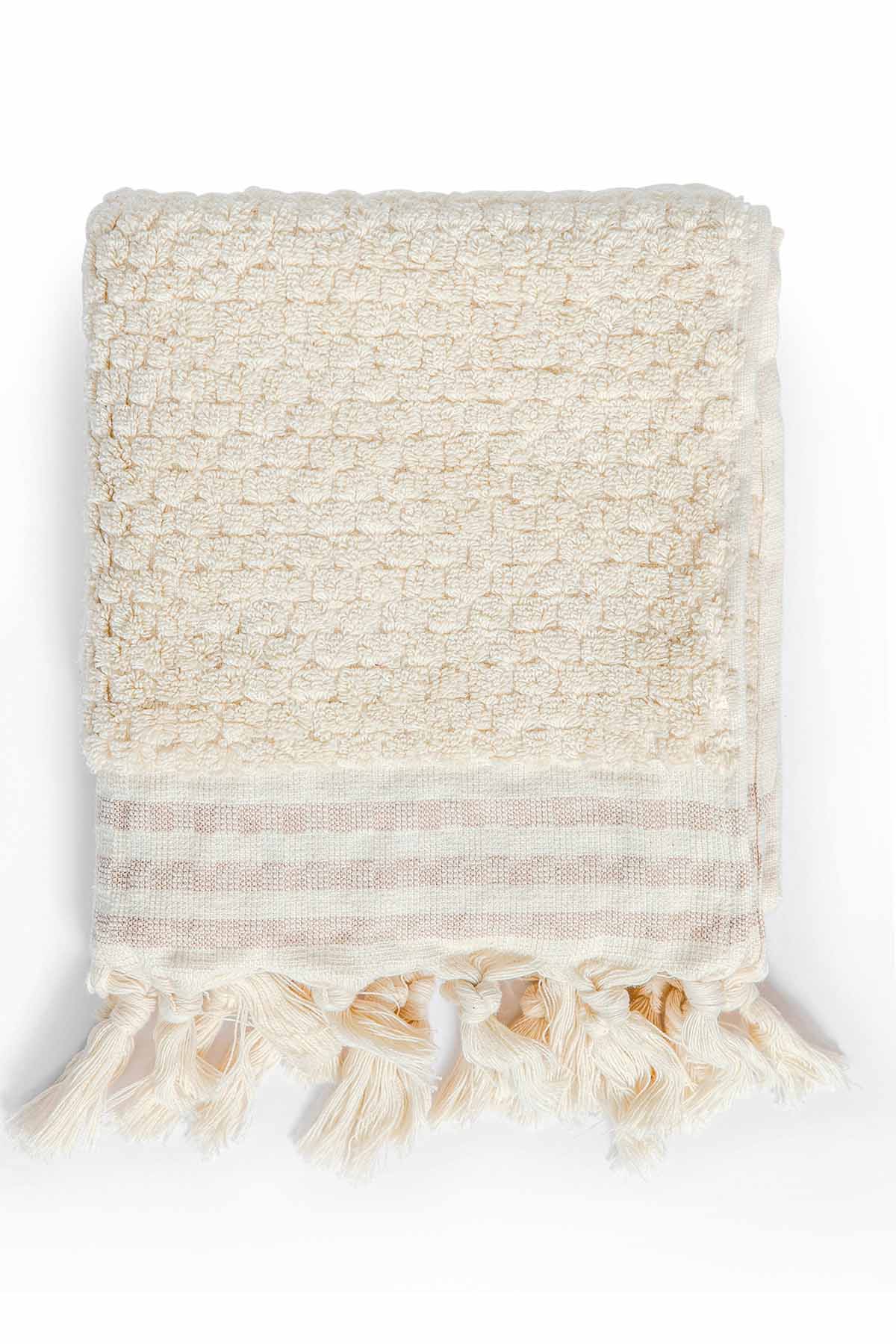 Pompom Turkish Cotton Bath Sheet Natural by Miss April Style Sourcebook