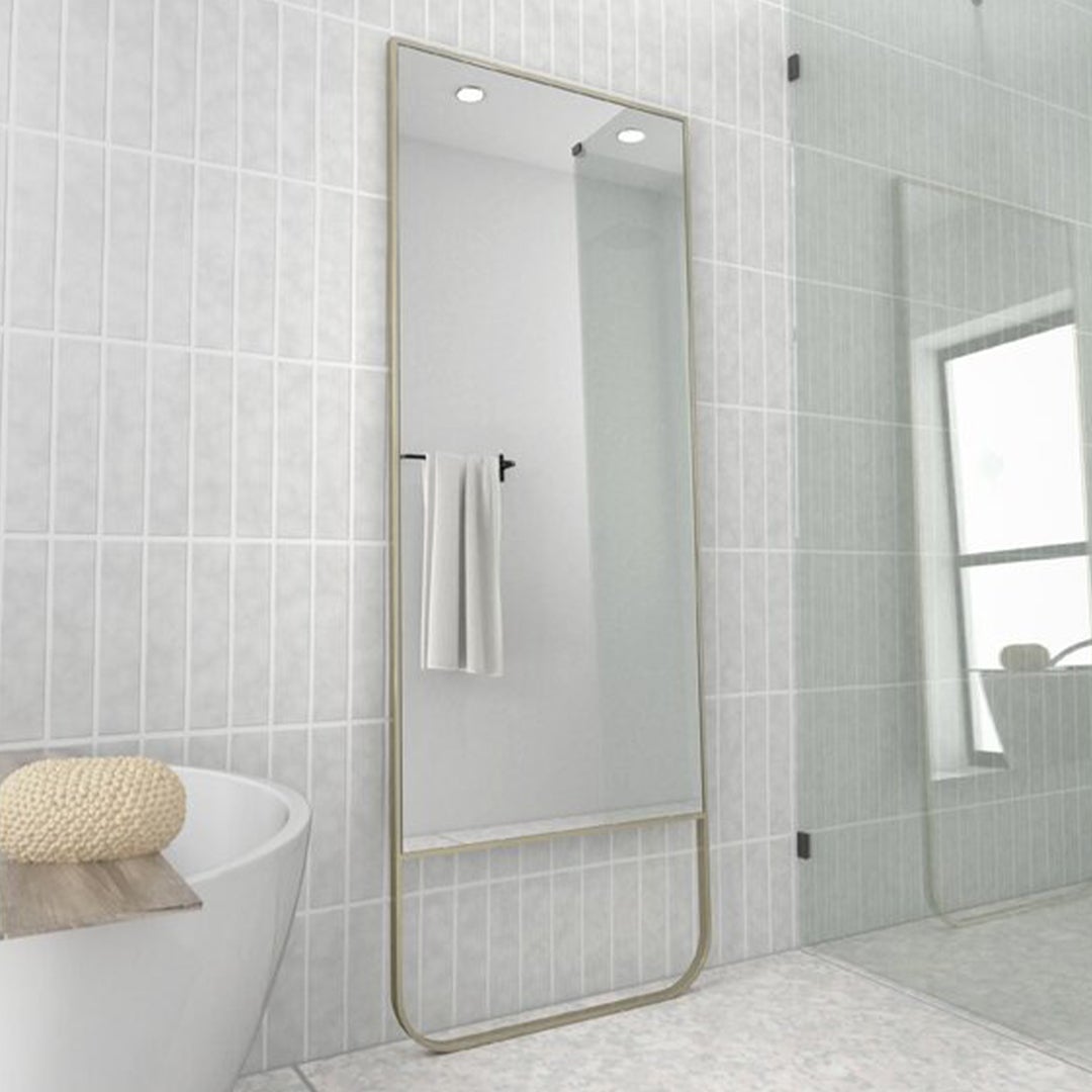 Satin Brass Metal Frame Leaner Mirror • 170cm x 60cm by Luxe Mirrors