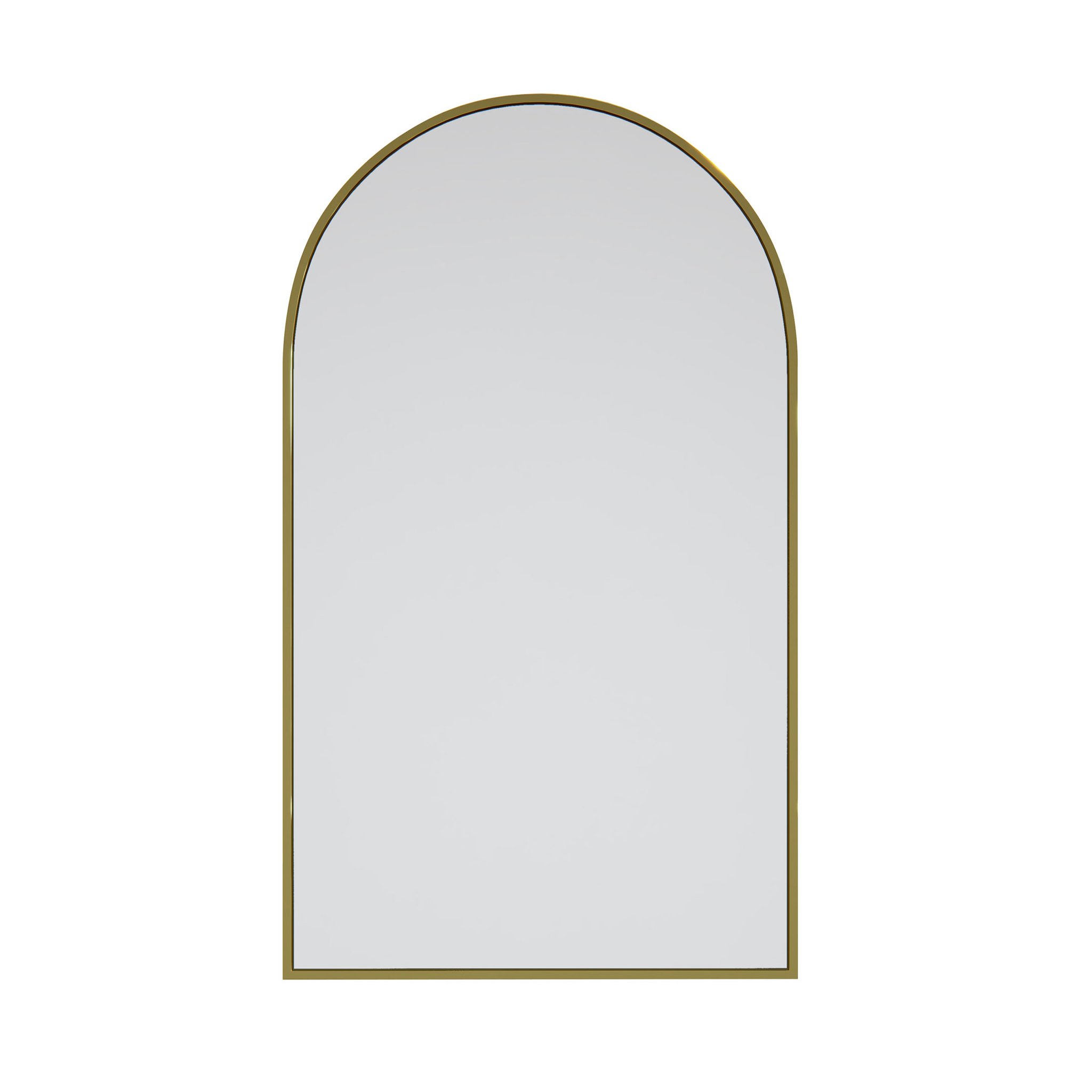 Arched Gold Satin Brass Metal Frame Bathroom Mirror 96cm x 56cm by