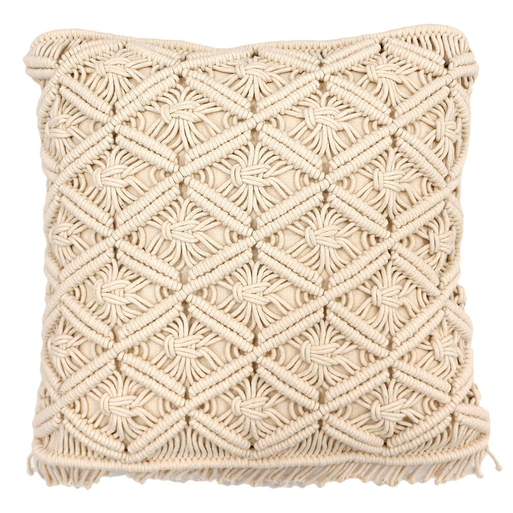 Macrame Cushion Natural 50 x 50cm by James Lane Style Sourcebook