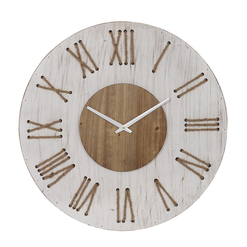 Hedland Wall Clock Whitewash & Natural 68cm by James Lane Style