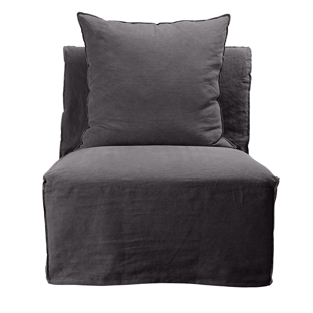 Como Linen Slipper Chair Charcoal 1 Seater by James Lane Style