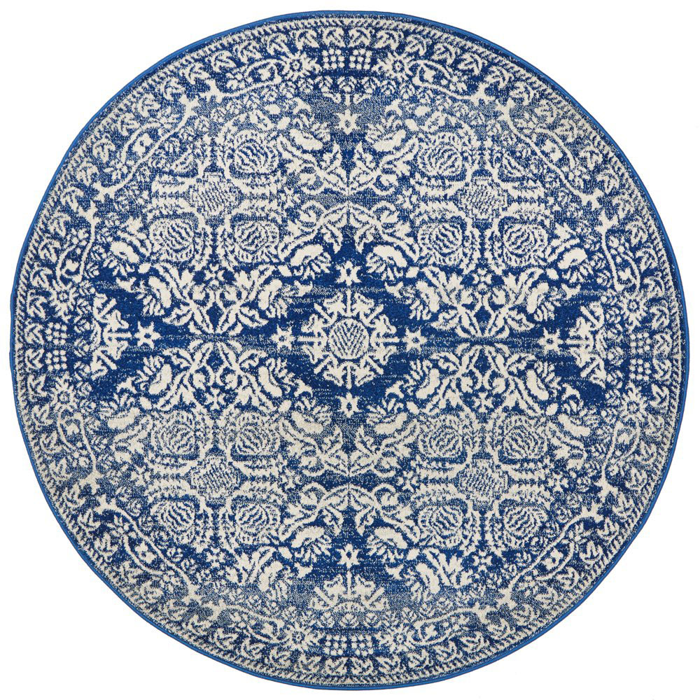 Ruslan Round Rug Navy by James Lane Style Sourcebook