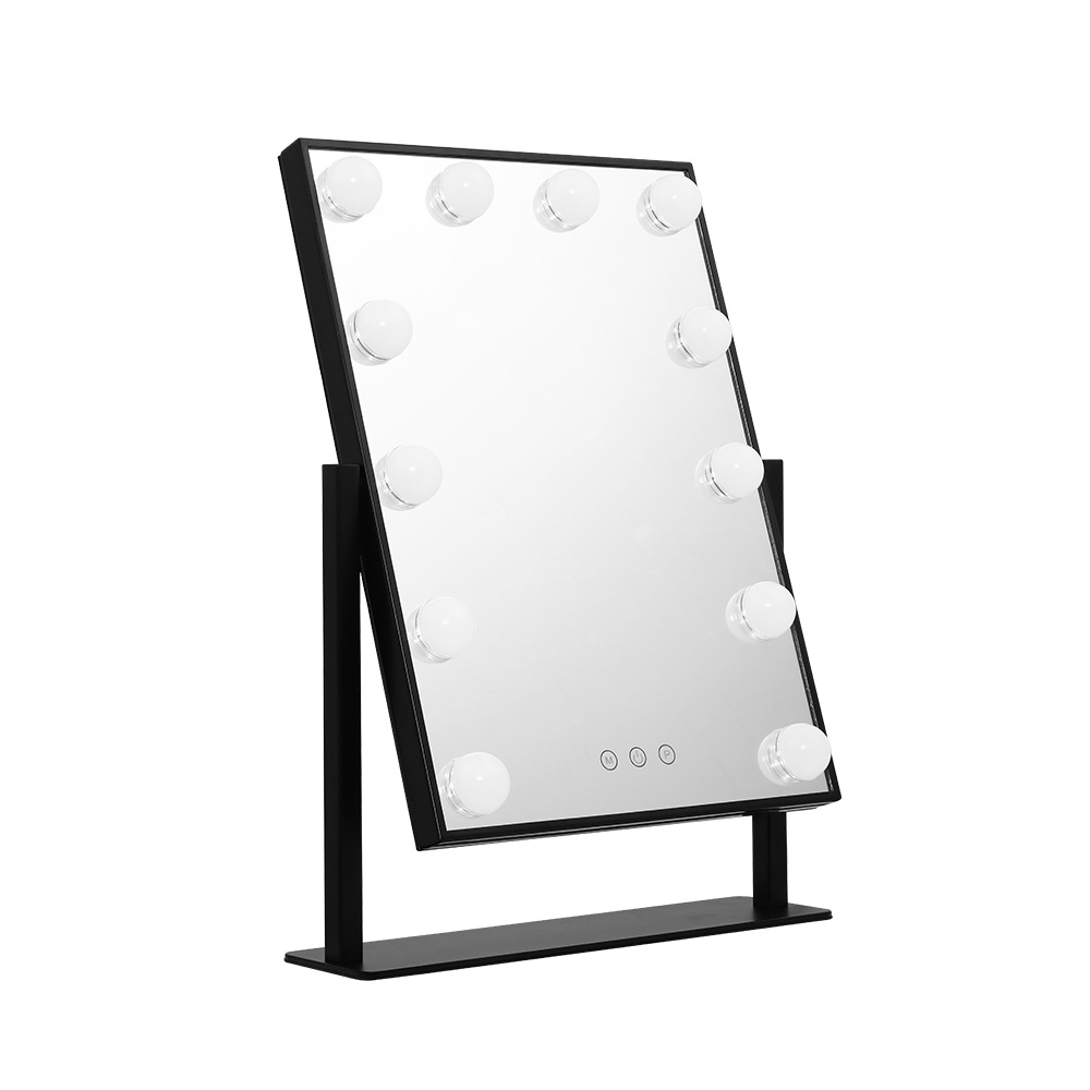 Freestanding Hollywood Make Up Mirror Black 30cm x 40cm by Luxe Mirrors
