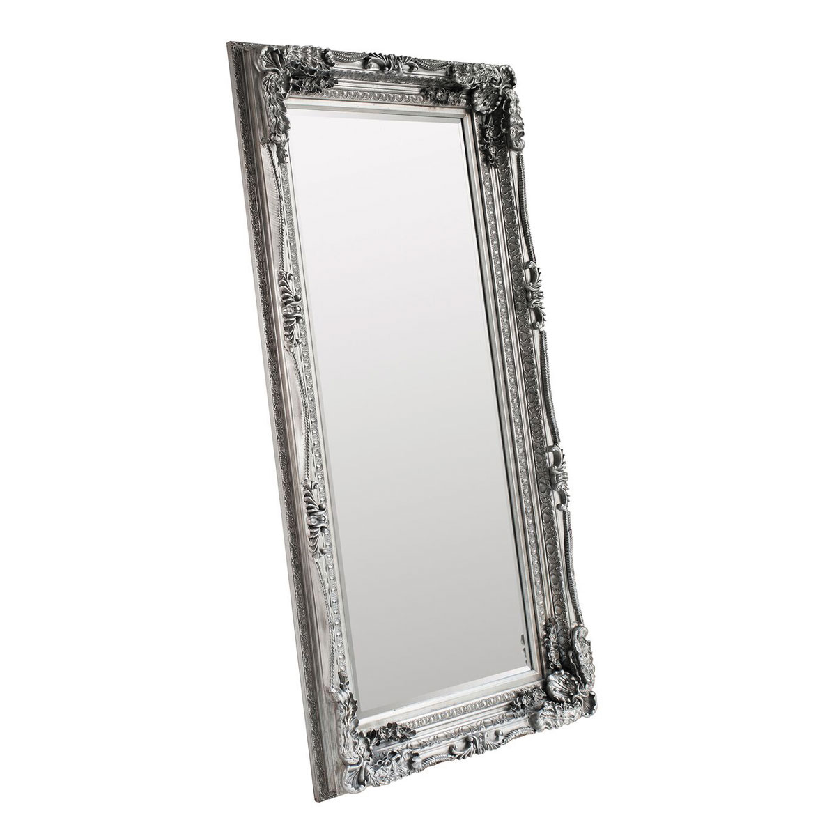 Leyland Ornate Silver Leaner Mirror 176cm x 90cm by Luxe Mirrors