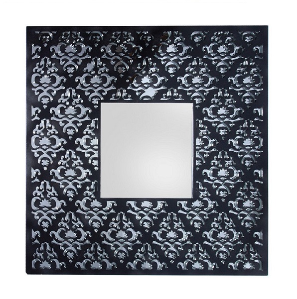 Jali Black Square Wall Mirror 100cm by Luxe Mirrors Style Sourcebook