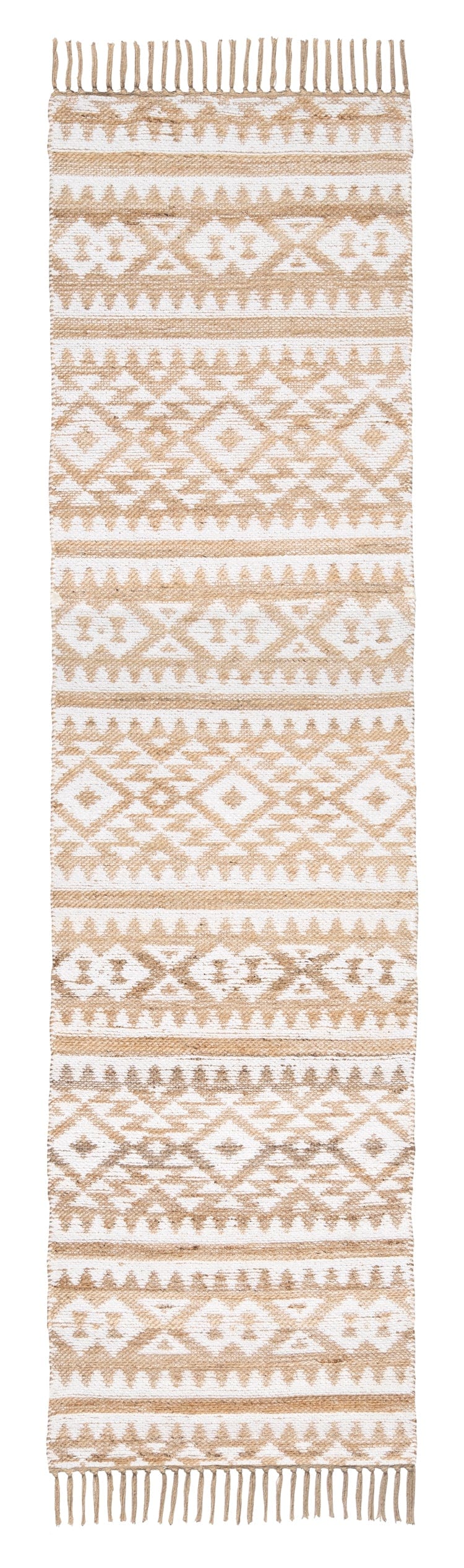 Kerri White and Jute Tribal Reversible Runner Rug by Miss Amara Style