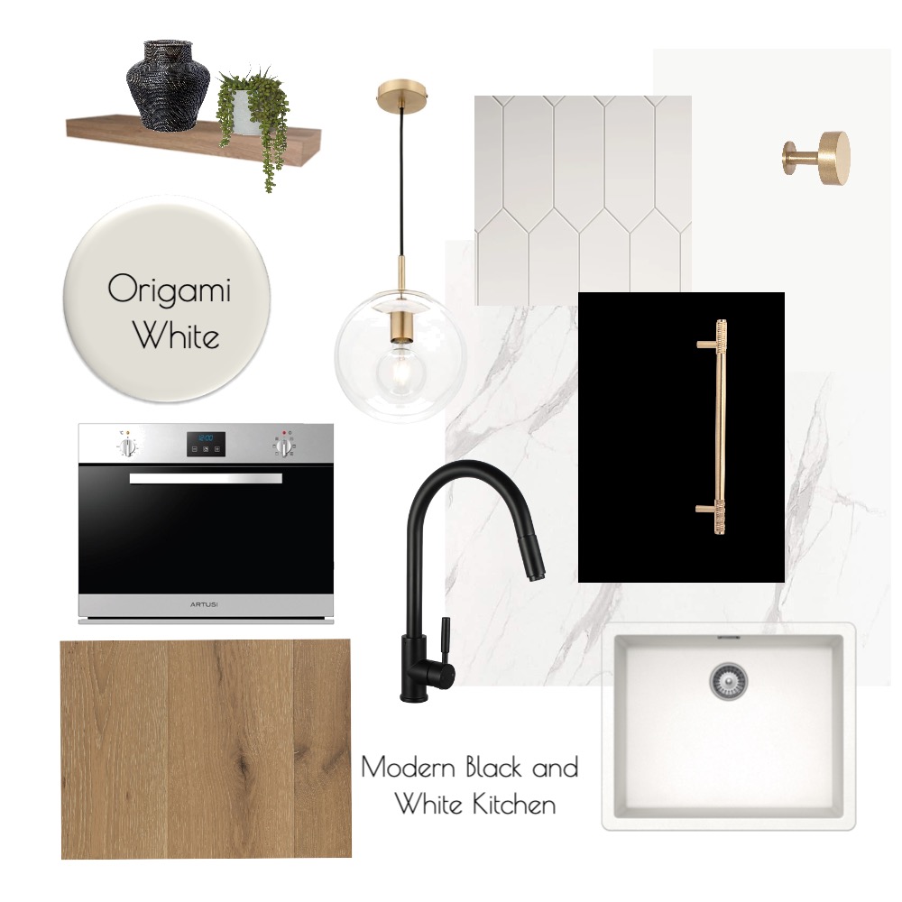 Modern black and white kitchen Interior Design Mood Board by Madeline