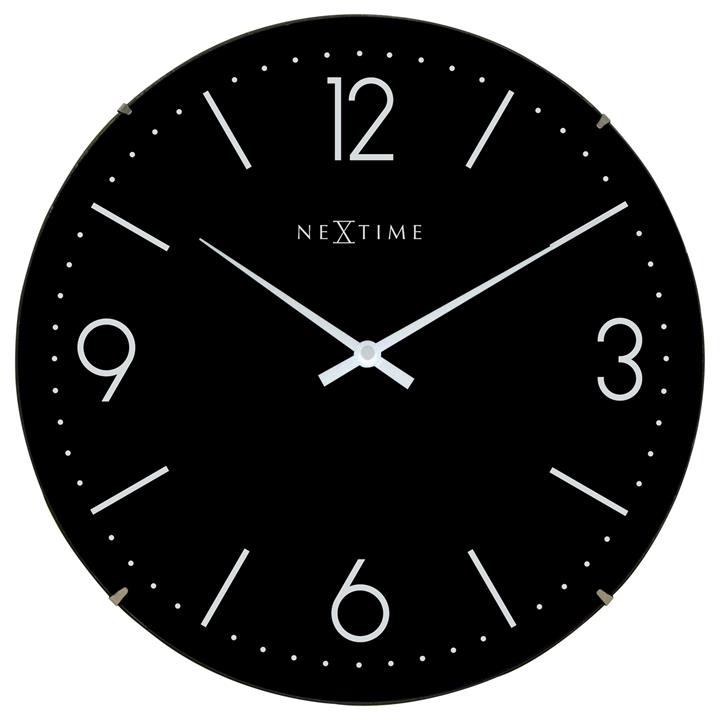 Nextime Basic Glass Dome Round Wall Clock, 35cm, Black by NexTime