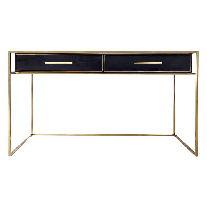 Vogue Glass Top Desk in Gold by CAFE Lighting & Living by CAFE Lighting