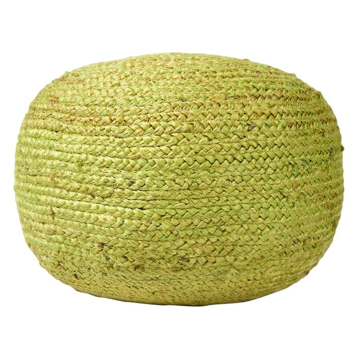 McCann Round Jute Pouf in Yellow/Green by Vintage Design Homewares by