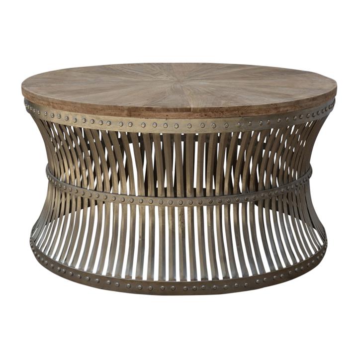 Hullbridge Mango Wood Topped Iron Round Coffee Table 90cm By Philbee Interiors Style Sourcebook