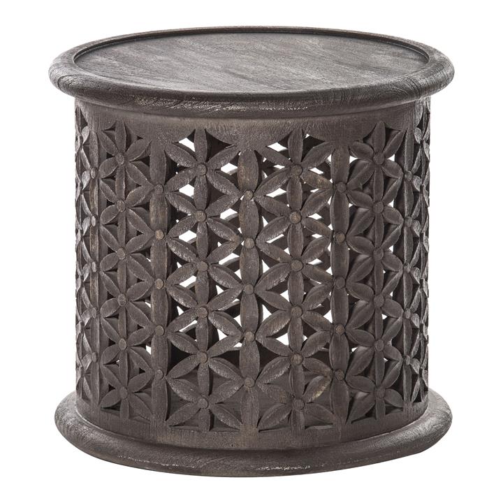 Jali Hand Carved Mango Wood Round Side Table by Amalfi Style Sourcebook