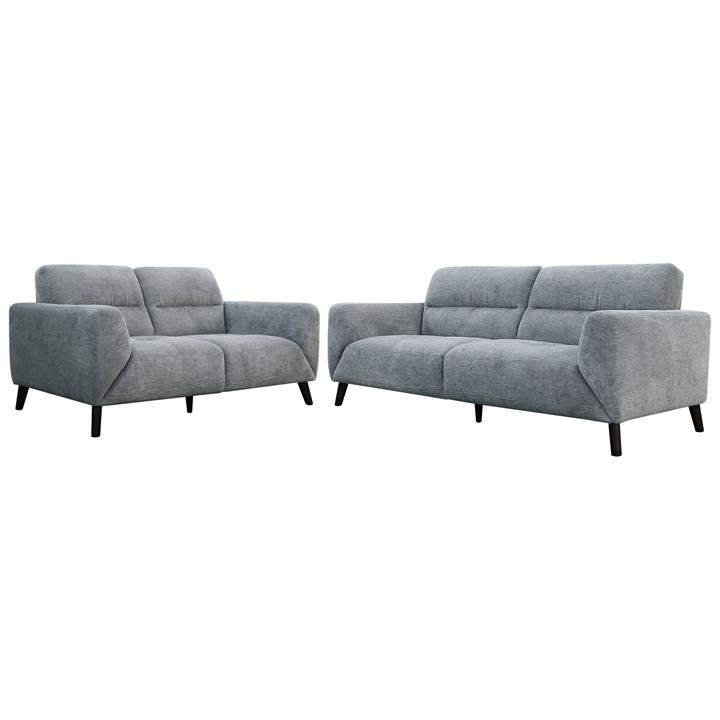 Ellison 2 Piece Fabric Sofa Set, 3+2 Seater, Pewter by Dodicci Style Sourcebook