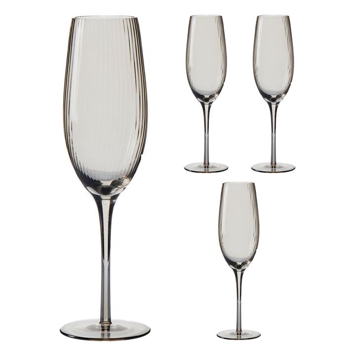 Amana Set of 4 Champagne Flutes in Grey by Salt & Pepper by Salt & Pepper Style Sourcebook