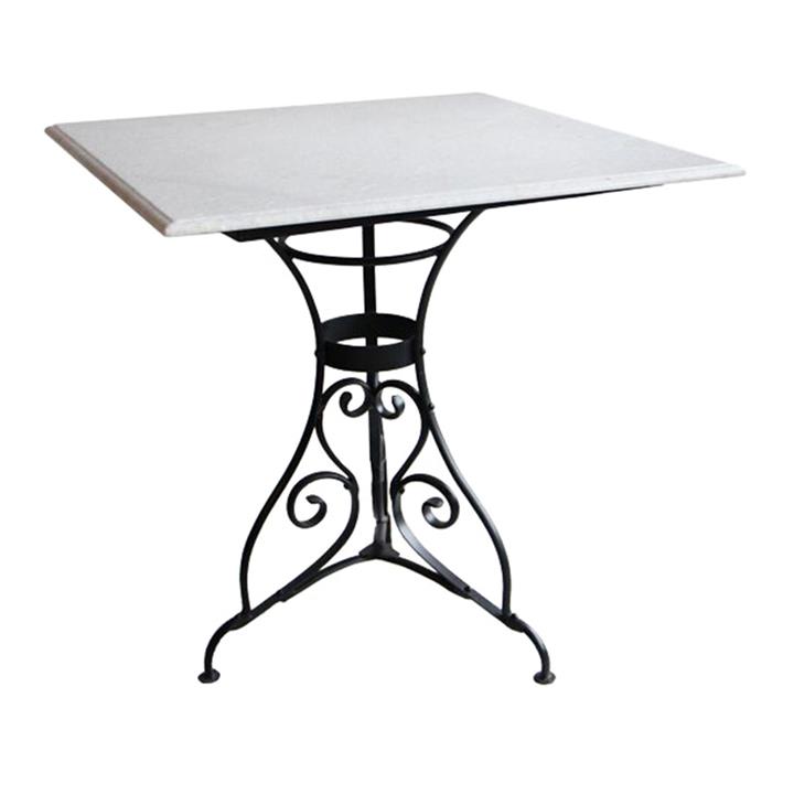 Paris Marble Topped Iron Square Dining Table, 65cm by French Country
