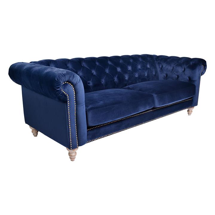 Uptown 3 Seater Velvet Chesterfield Sofa in Navy by Alliance Furniture
