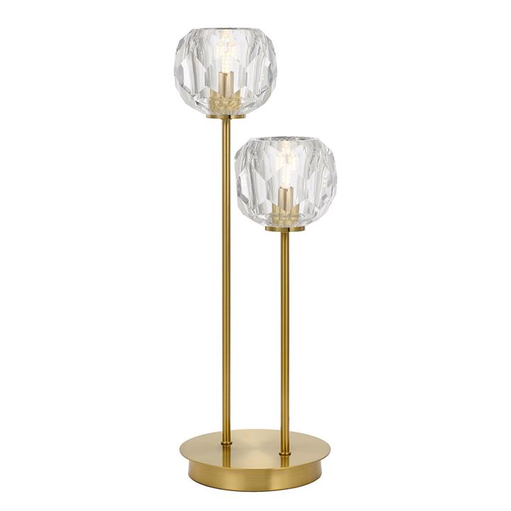 Zaha Glass & Metal LED Table Lamp, 2 Light, Antique Gold by Telbix