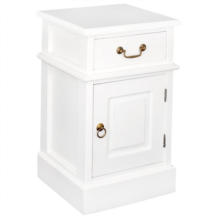 Tasmania Mahogany Timber Bedside Table, Right, White by Centrum