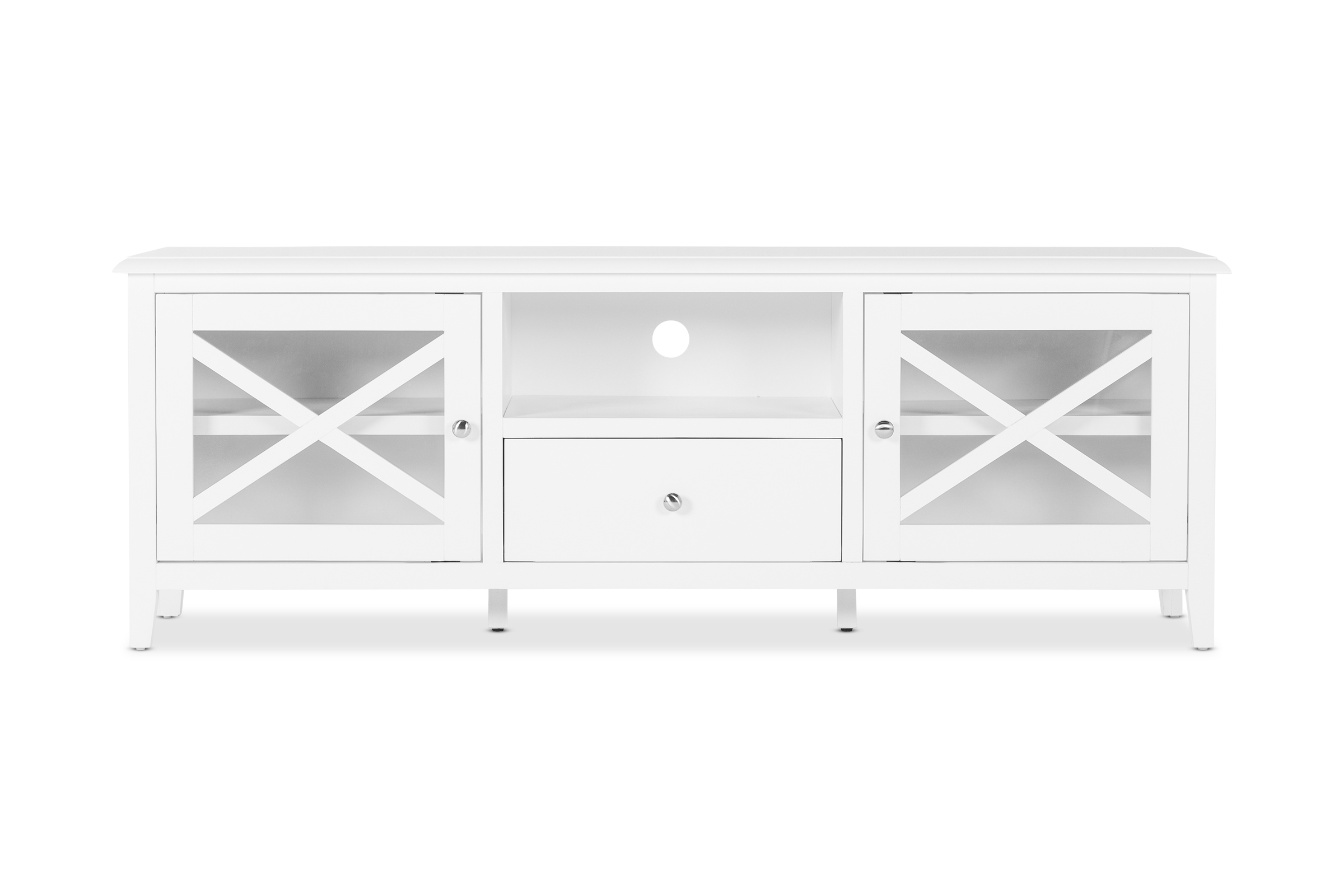Panama 170cm Hamptons TV Unit in White With Acacia Wood, by Lounge Lovers by Lounge Lovers