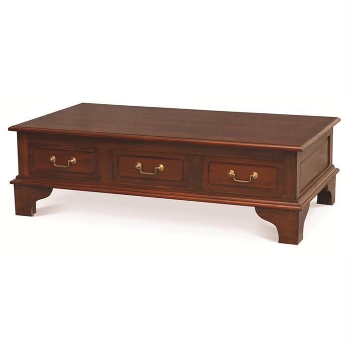 Tasmania Mahogany Timber 6 Drawer 130cm Coffee Table, Mahogany by