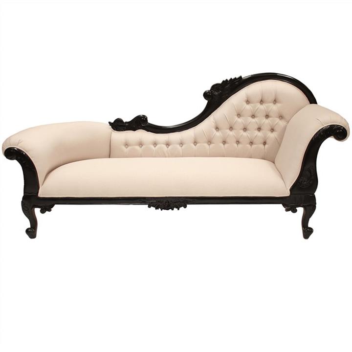 Paris Hand Crafted Solid Mahogany Right Hand Facing Chaise, Black by