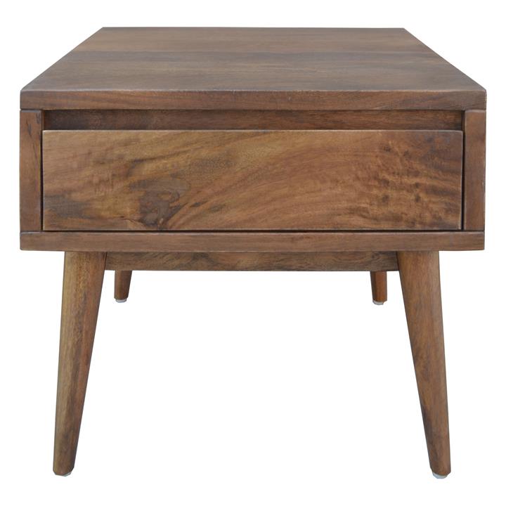 Stuart Solid Mango Wood Timber Side Table with Drawer by Dodicci