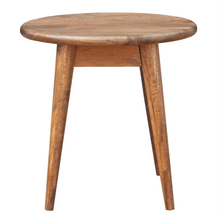 Stuart Solid Mango Wood Timber Round Side Table by Dodicci Style