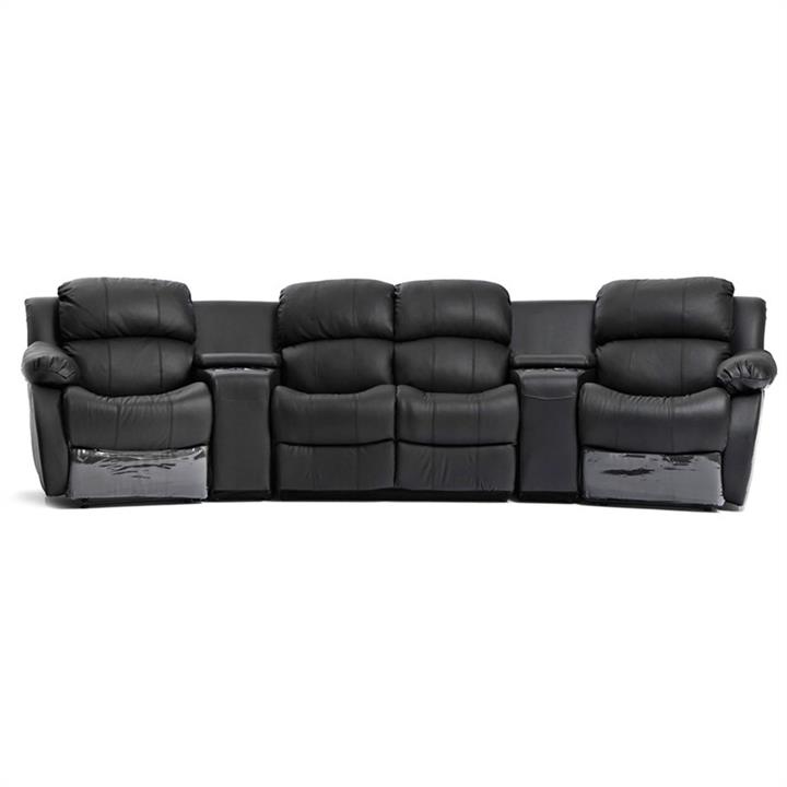 Nikki Genuine Leather 4 Seater Recliner Lounge Suite, Black by Everblooming Style Sourcebook