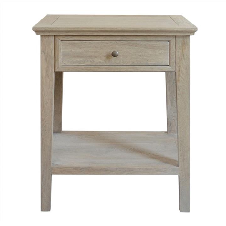 Ashiya Oak Timber Side Table, Weathered Oak by Manoir Chene Style