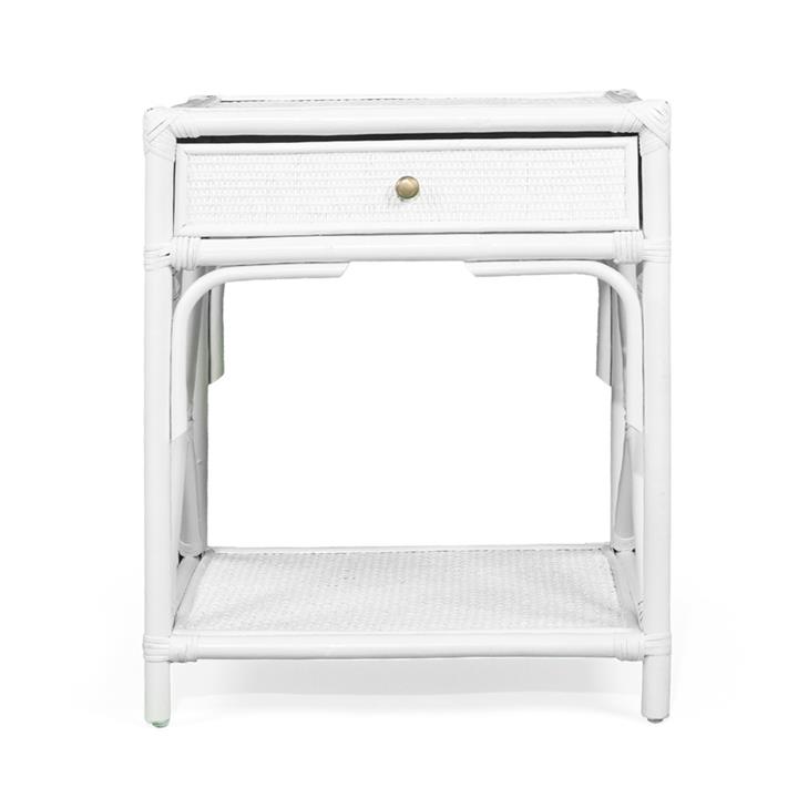 Boneo Rattan Bedside Table, White by Abide Interiors Style Sourcebook