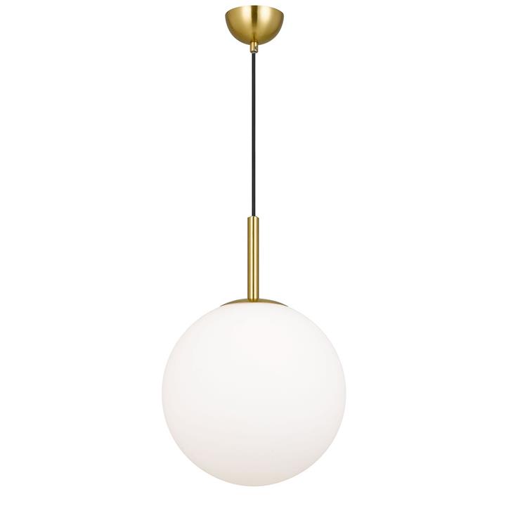 Bally Metal Glass Pendant Light Large Antique Gold Opal By Telbix 
