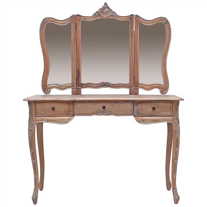 Septeme Hand Crafted Mindi Wood Timber Dressing Table with Mirror