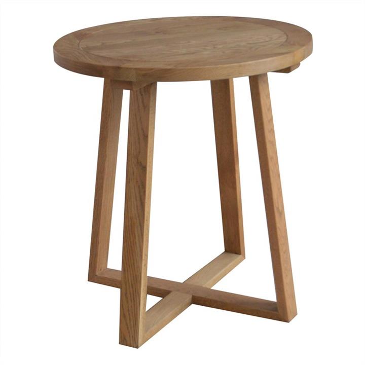 Axel Solid Oak Timber Round Side Table, Natural Oak by Manoir Chene