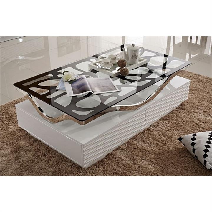 Wave Glass Top High Gloss 140cm Coffee Table White by St. Martin