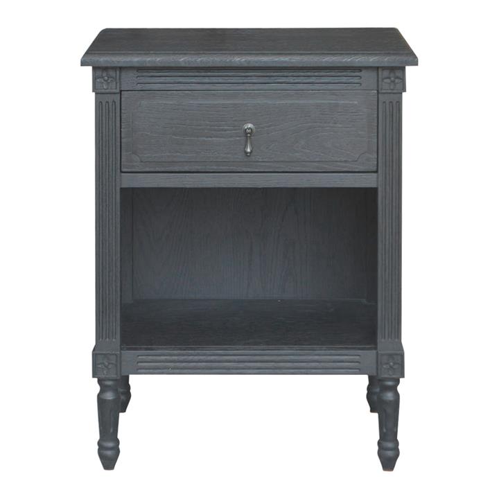 Dover Oak Timber Bedside Table, Black Oak by Manoir Chene Style Sourcebook