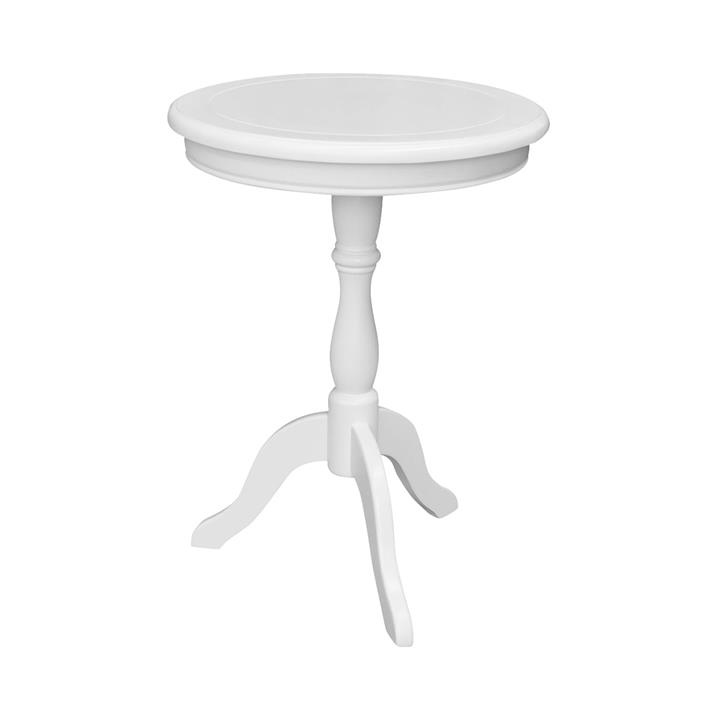 Aria Oak Timber Round Side Table, Matt White by Manoir Chene Style