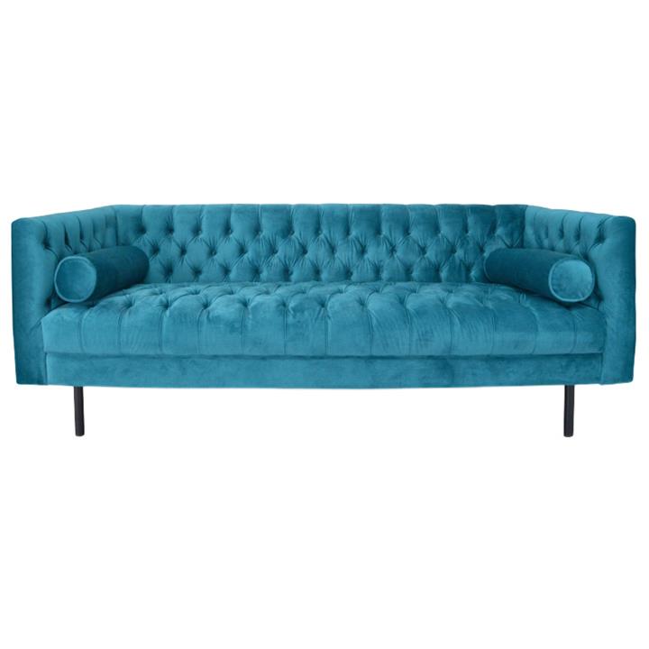 Brivio Velvet Fabric Sofa, 3 Seater, Turquoise by Conception Living Style Sourcebook