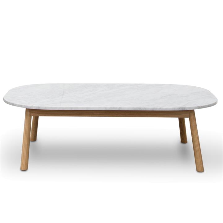 Hasmark Marble Top Oval Coffee Table, 110cm, White / Natural by Conception Living Style Sourcebook