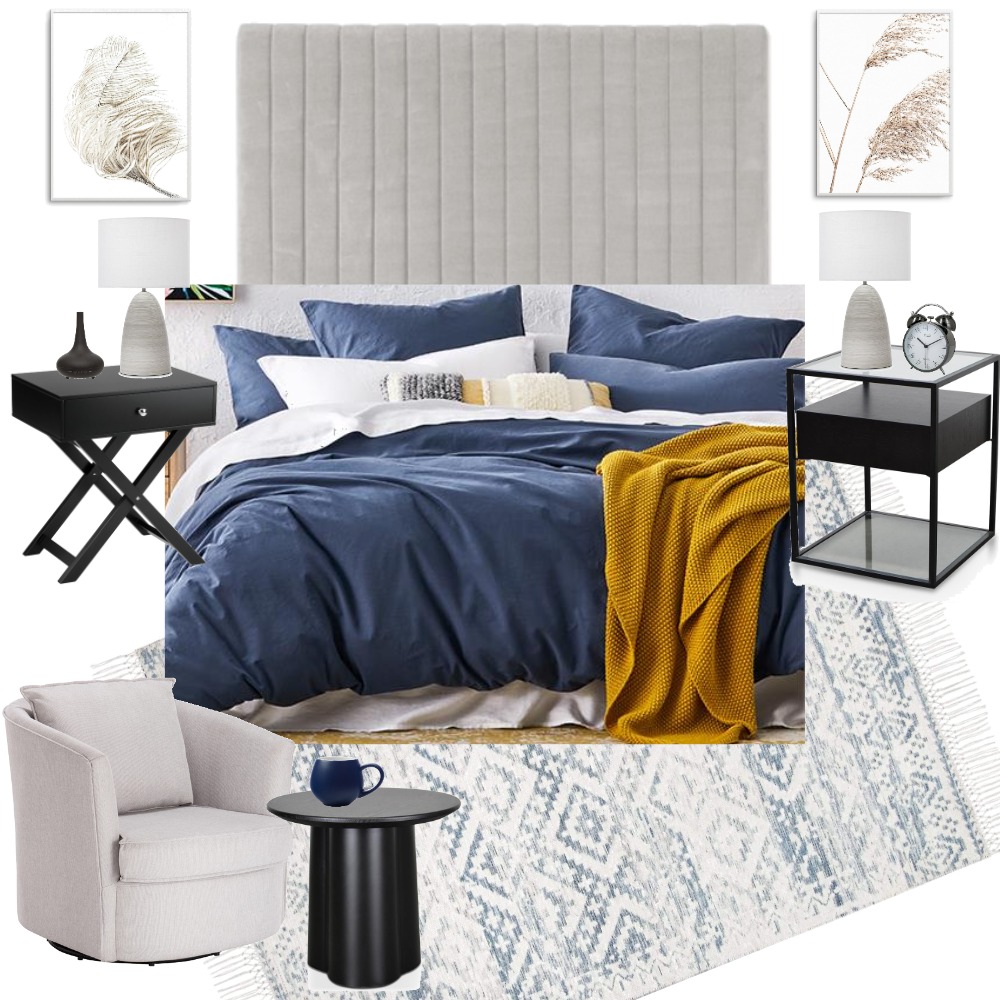 Soft Masculine Bedroom Interior Design Mood Board by Decor n Design