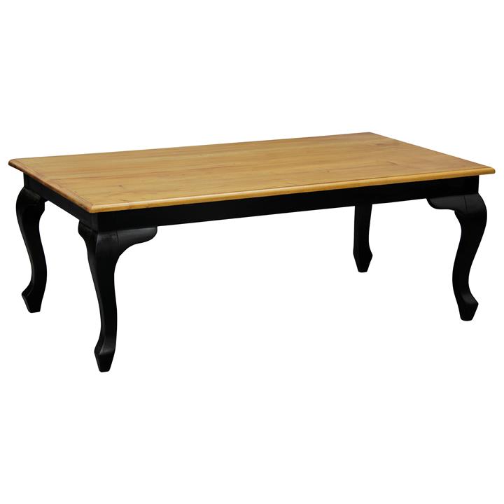 Queen Ann Mahogany Timber Coffee Table, 120cm, Caramel / Black by Centrum Furniture Style