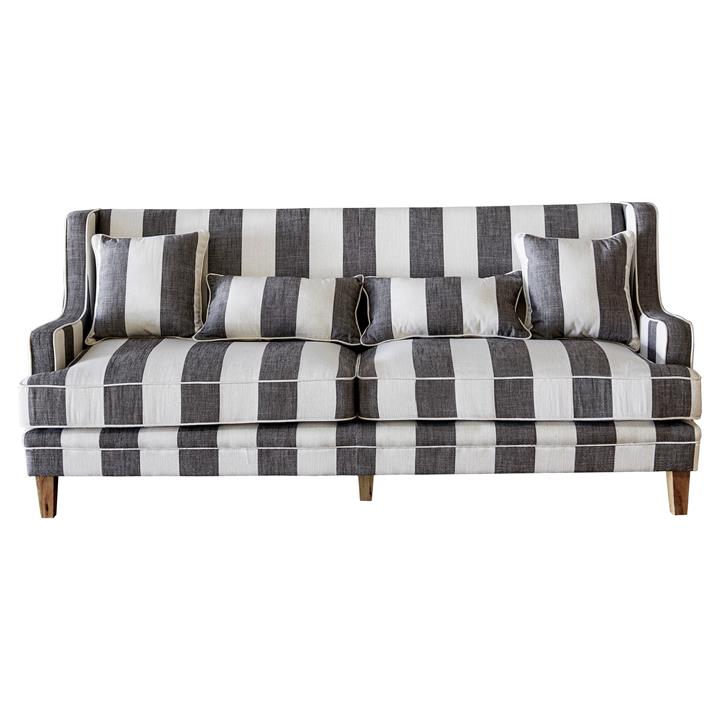 Bondi Fabric Sofa, 3 Seater, Grey Stripe by OneWorld Collection Style
