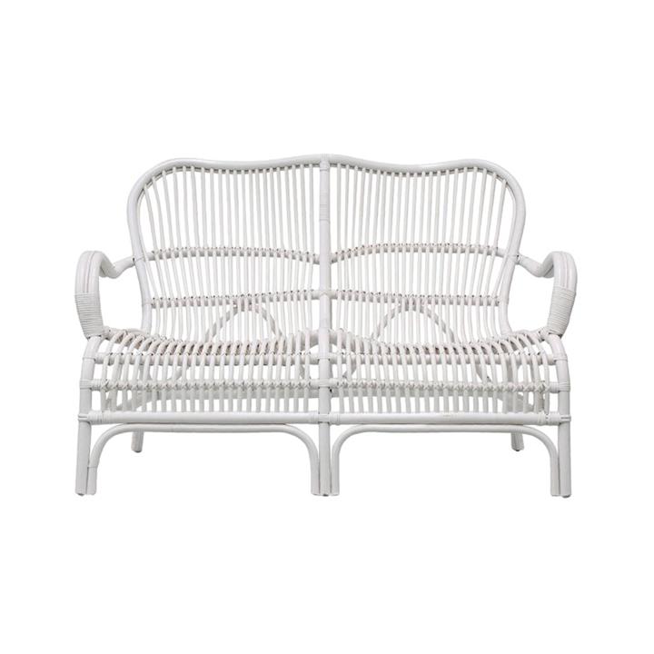 Seville Rattan Sofa, 2 Seater, White by Florabelle Style Sourcebook