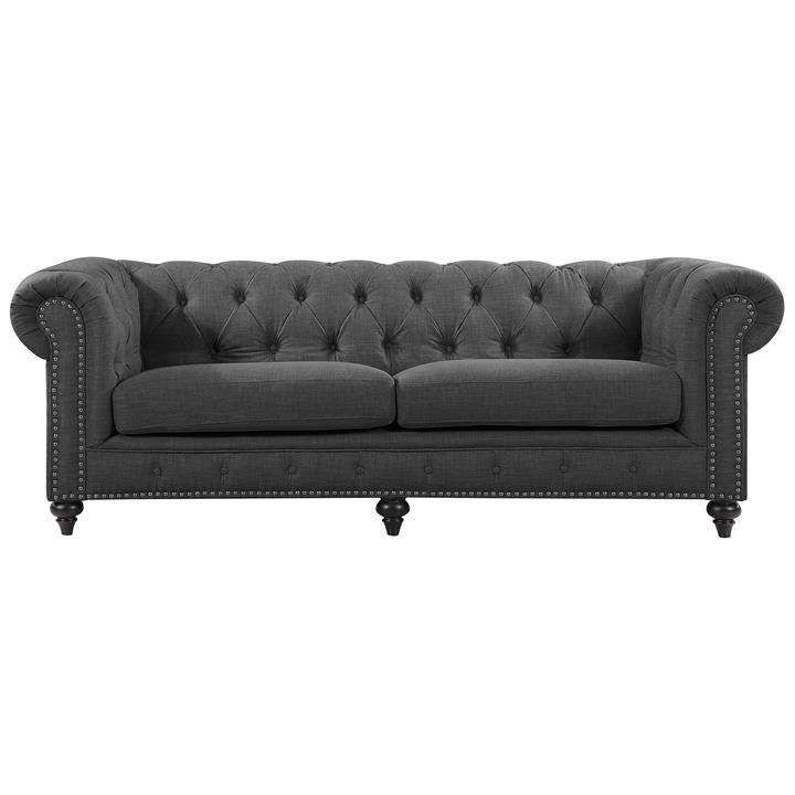 Chanster Fabric Chesterfield Sofa, 3 Seater, Dark Grey by Brighton Home