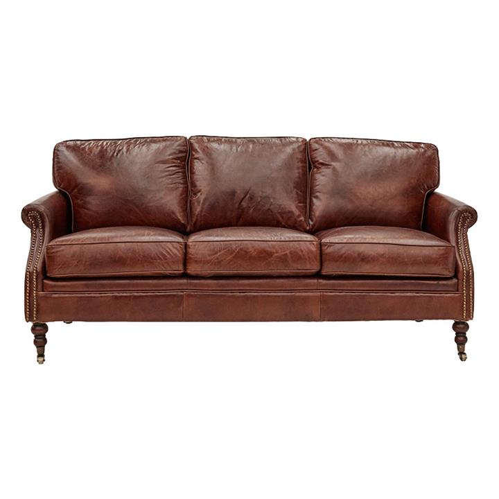 Edinburgh Aged Leather Sofa, 3 Seater by Affinity Furniture Style