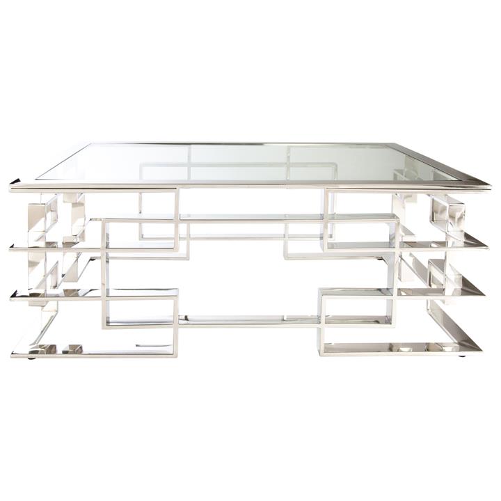 Masa Glass Topped Stainless Steel Coffee Table, 100cm by Huntington